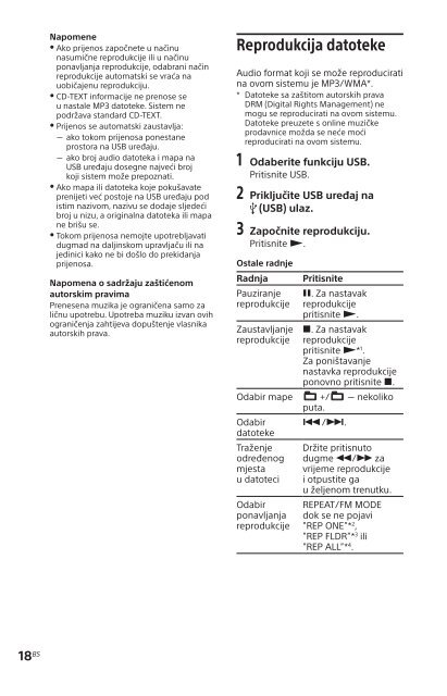 Sony MHC-EC719iP - MHC-EC719IP Istruzioni per l'uso Bosniaco