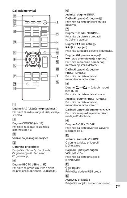 Sony MHC-EC719iP - MHC-EC719IP Istruzioni per l'uso Bosniaco