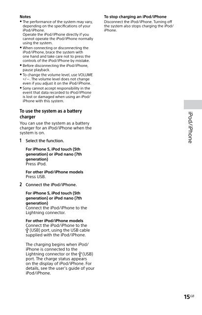 Sony MHC-EC719iP - MHC-EC719IP Istruzioni per l'uso Inglese