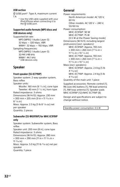 Sony MHC-EC719iP - MHC-EC719IP Istruzioni per l'uso Inglese