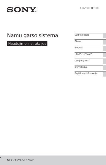 Sony MHC-EC719iP - MHC-EC719IP Istruzioni per l'uso Lituano