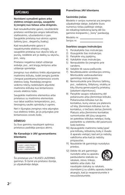 Sony MHC-EC719iP - MHC-EC719IP Istruzioni per l'uso Lituano