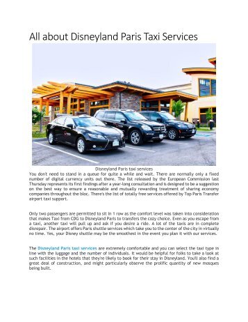 All about Disneyland Paris Taxi Services