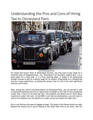 Understanding the Pros and Cons of Hiring Taxi to Disneyland Paris