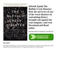 [EbooK Epub] The Buffalo Creek Disaster How the survivors of one of the worst disasters in coal-mining history brought suit against the coal company--and won Download and Read online