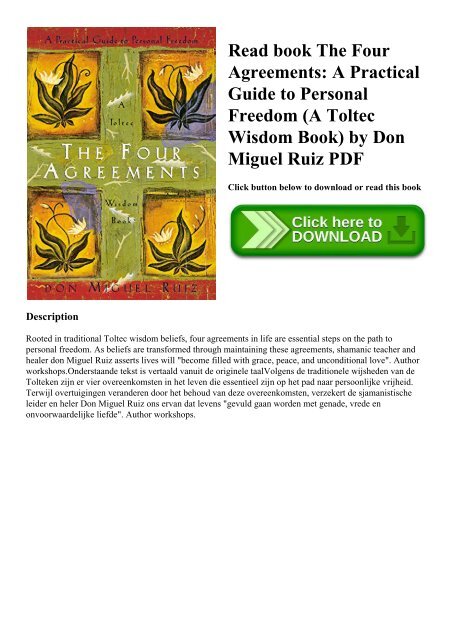 Read book The Four Agreements A Practical Guide to Personal Freedom (A  Toltec Wisdom Book) by