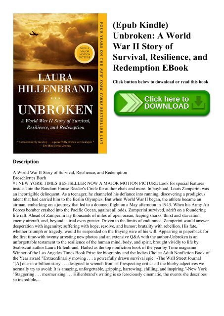 (Epub Kindle) Unbroken A World War II Story of Survival  Resilience  and Redemption EBook