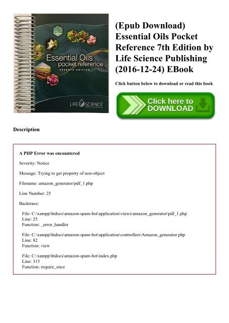 Epub Download Essential Oils Pocket Reference 7th Edition By Life