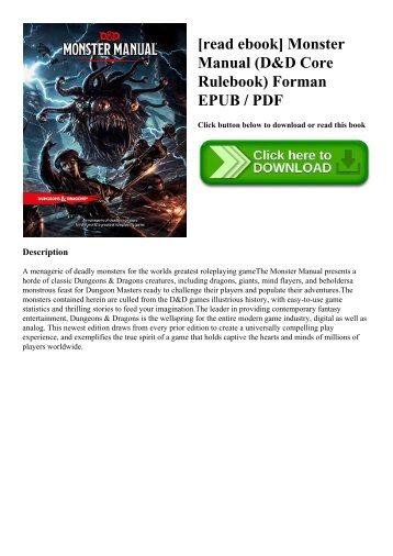 [read ebook] Monster Manual (D&D Core Rulebook) Forman EPUB  PDF