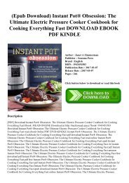 (Epub Download) Instant PotÂ® Obsession The Ultimate Electric Pressure Cooker Cookbook for Cooking Everything Fast DOWNLOAD EBOOK PDF KINDLE