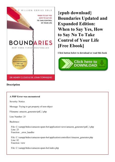 {epub download} Boundaries Updated and Expanded Edition When to Say Yes  How to Say No To Take Control of Your Life [Free Ebook]
