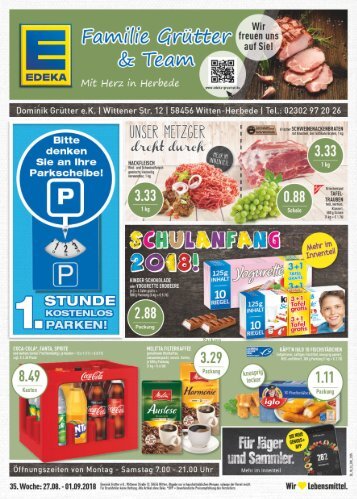 EDEKA Grütter Angebote vom 27.08. bis zum 01.09.2018