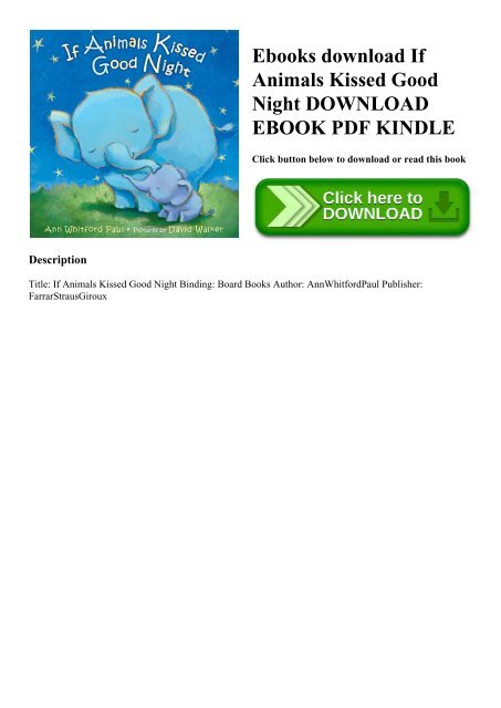 Ebooks download If Animals Kissed Good Night DOWNLOAD EBOOK PDF KINDLE