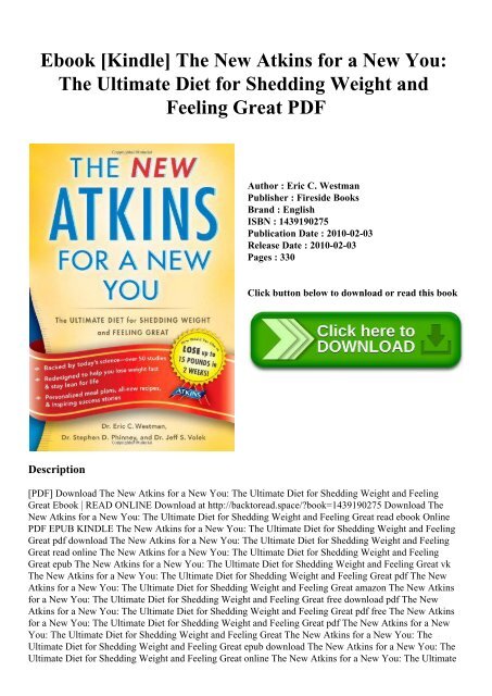 New Atkins for a New You: The Ultimate Diet for Shedding Weight and Feeling Great