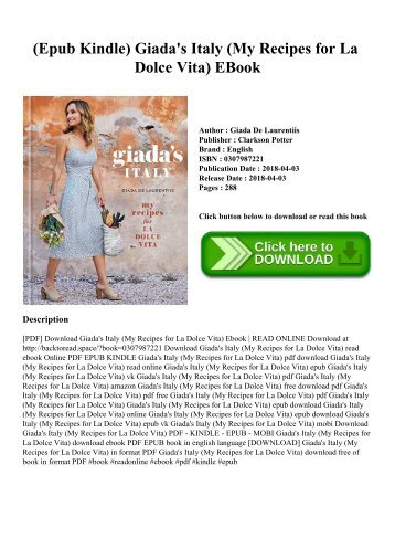 (Epub Kindle) Giada's Italy (My Recipes for La Dolce Vita) EBook