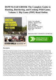 DOWNLOAD EBOOK The Complete Guide to Hunting  Butchering  and Cooking Wild Game  Volume 1 Big Game (PDF) Read Online