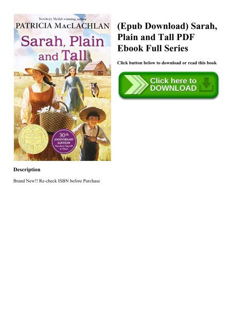 (Epub Download) Sarah Plain and Tall PDF Ebook Full Series