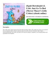 (Epub Download) LL Critt Just Go To Bed (Mercer Mayer's Little Critter) (ebook online)