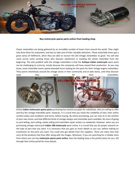 motorcycle spares online