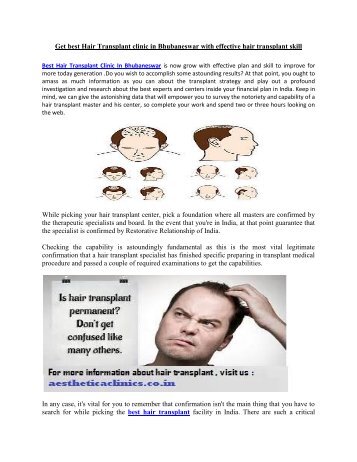 Get best Hair Transplant clinic in Bhubaneswar with effective hair transplant skill