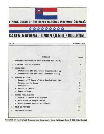 KNU Bulletin No. 1, November 1985