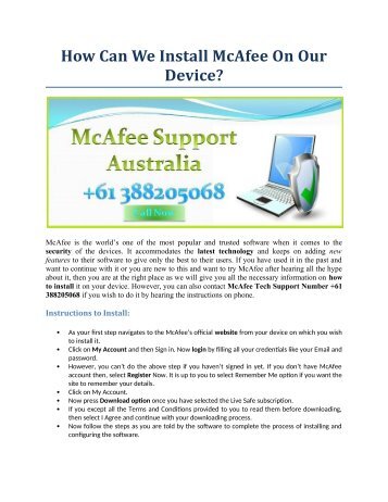 How Can We Install McAfee On Our Device