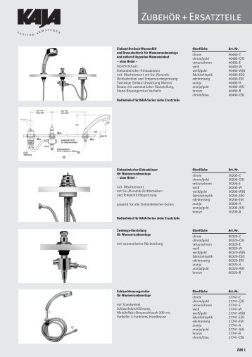 Zubehör + Ersatzteile - KAJA Armaturen