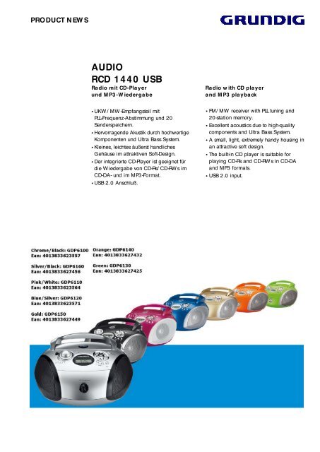 AUDIO RCD 1440 USB - Grundig