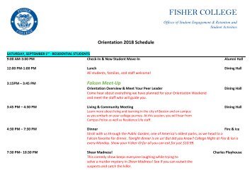 Orientation 2018 Schedule