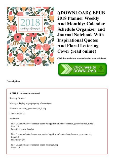 DOWNLOAD)) EPUB 2018 Planner Weekly And Monthly Calendar Schedule Organizer  and Journal Notebook With Inspirational