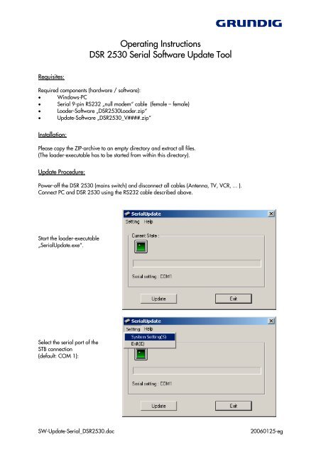 Operating Instructions Software-Update-Tool DSR 2530 - Grundig
