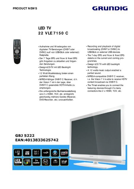 LED TV 22 VLE 7150 C - Grundig