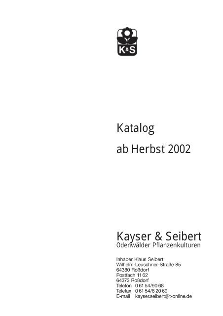 10452 Katalog - Kayser &amp; Seibert