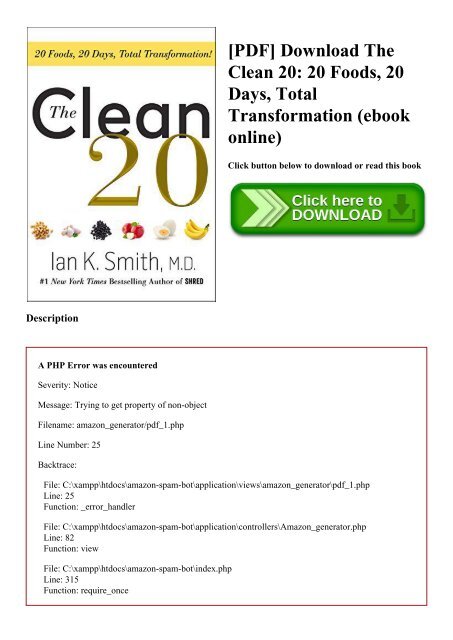 [PDF] Download The Clean 20 20 Foods  20 Days  Total Transformation (ebook online)