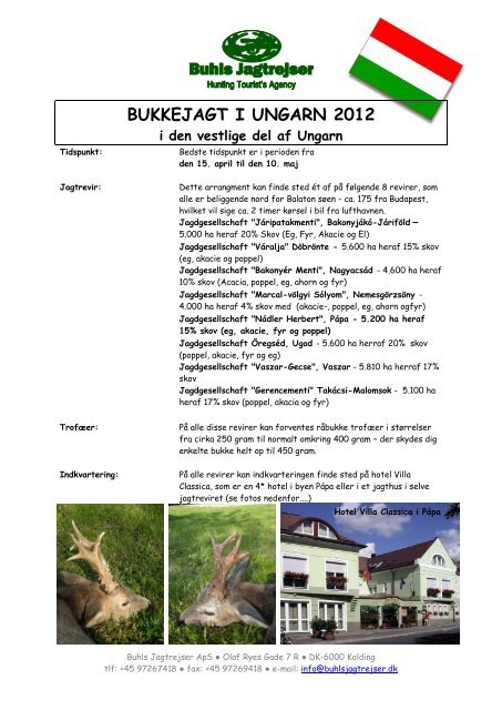 BUKKEJAGT I UNGARN 2012 - Buhls Jagtrejser