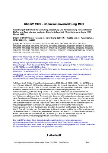 ChemV – Chemikalienverordnung 1999 - ISG