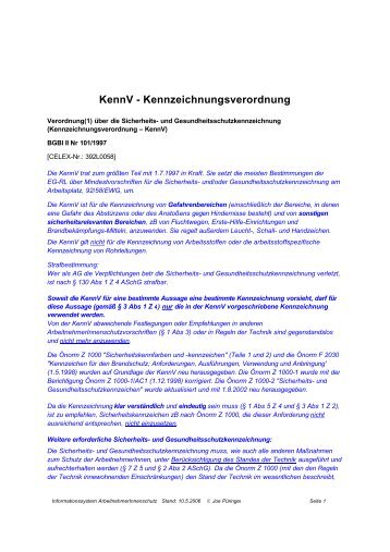 KennV - Kennzeichnungsverordnung - ISG