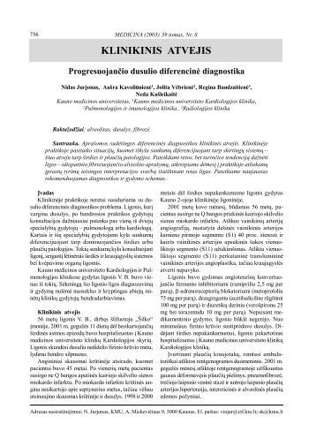 Progresuojančio dusulio diferencinė diagnostika - Medicina