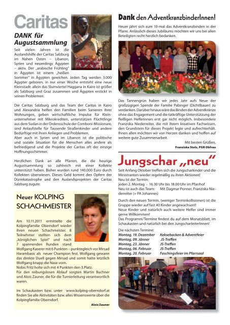 Pfarrbrief Advent Weihnachten 2011 - Pfarre Oberndorf an der Salzach