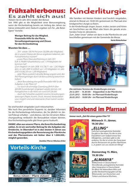 Pfarrbrief Advent Weihnachten 2011 - Pfarre Oberndorf an der Salzach