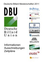 Informationen Ausschreibungen Zeitpläne - Deutsche Billard Union