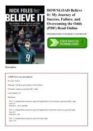 DOWNLOAD Believe It My Journey of Success  Failure  and Overcoming the Odds (PDF) Read Online