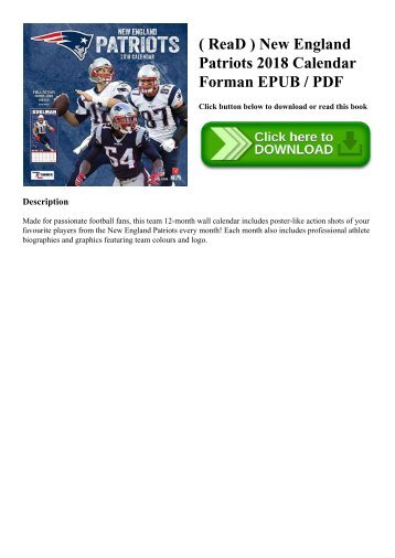 ( ReaD ) New England Patriots 2018 Calendar Forman EPUB  PDF
