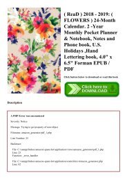 ( ReaD ) 2018 - 2019 ( FLOWERS ) 24-Month Calendar. 2 -Year Monthly Pocket Planner & Notebook  Notes and  Phone book  U.S. Holidays  Hand Lettering book  4.0 x 6.5 Forman EPUB  PDF