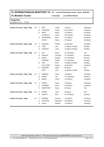 15. INTERNATIONALES MONTFORT TU 15 ... - Judo Bregenz