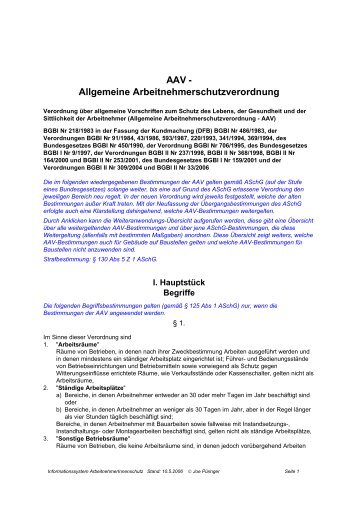 AAV - Allgemeine Arbeitnehmerschutzverordnung - ISG