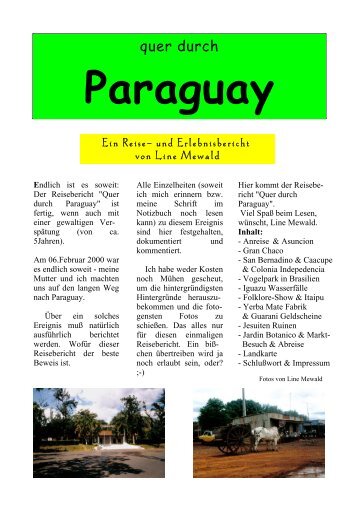 quer durch - Paraguay-Rundreisen