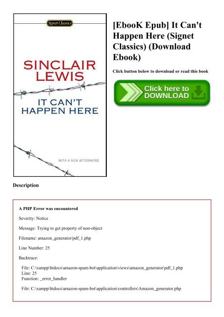Ebook Epub It Can T Happen Here Signet Classics Download Ebook
