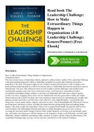 Read book The Leadership Challenge How to Make Extraordinary Things Happen in Organizations (J-B Leadership Challenge KouzesPosner) [Free Ebook]