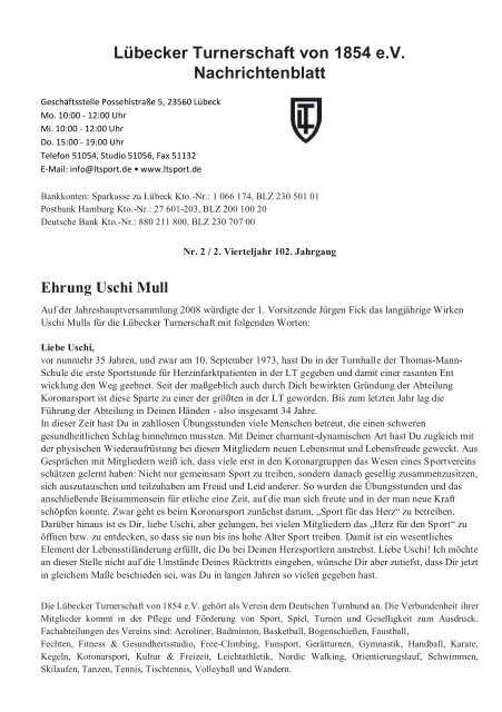 Ehrung Uschi Lubecker Turnerschaft